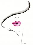 Illustrazione di moda stampa da Helen Simms intitolato The rossetto Conundrum, da acquerello ...jpeg